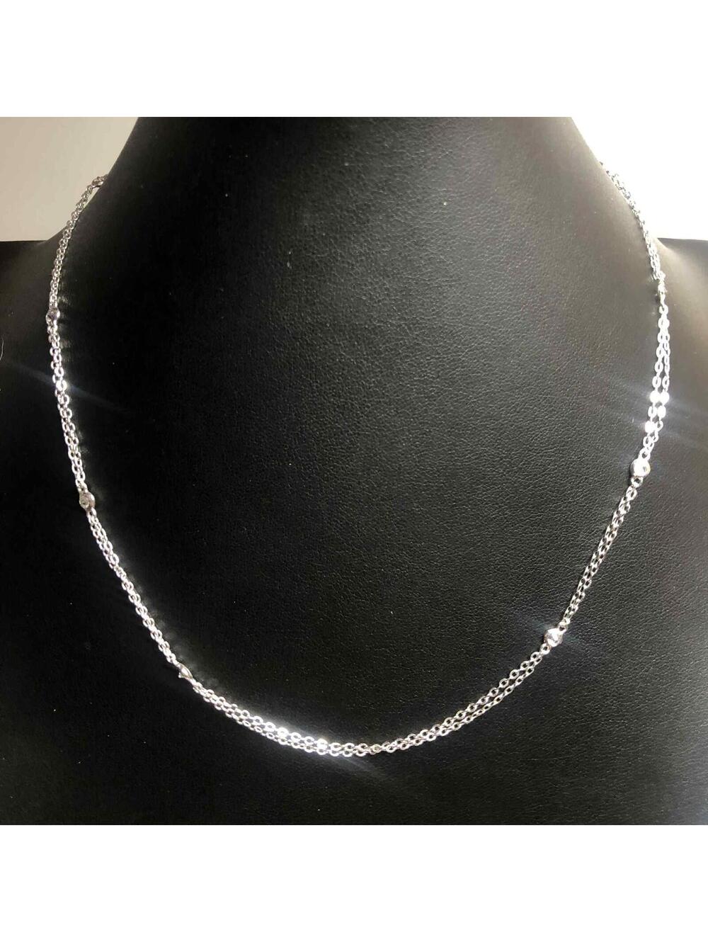 B1918 Joan Boyce silver tone CZ station necklace 16-18"